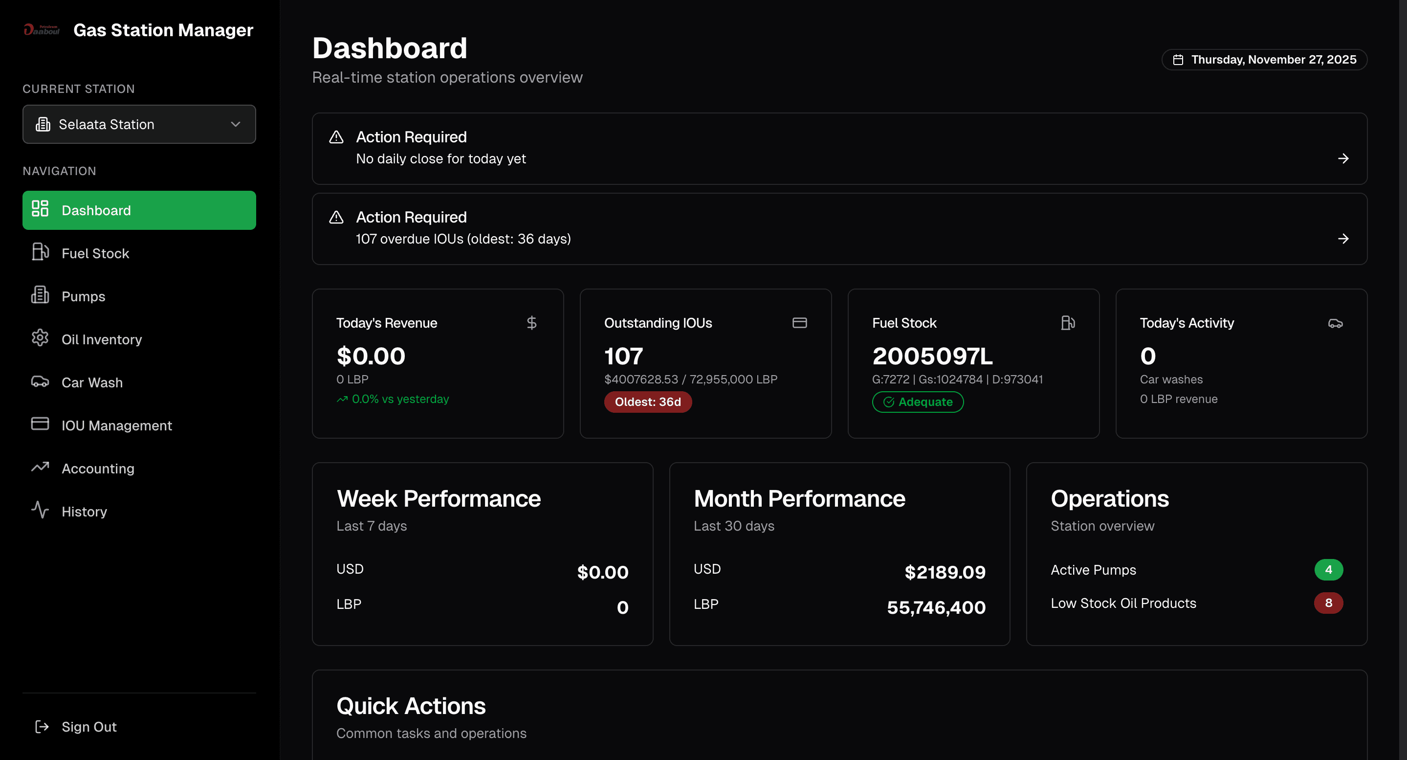 Gas Station Management System